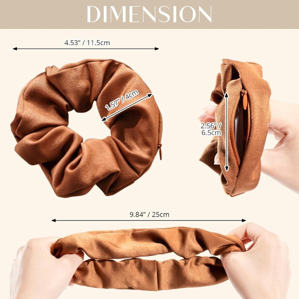 Versatile 4 PCS Hair Scrunchies with Zipper Pocket for On-the-Go Essentials - Picture 5 of 7